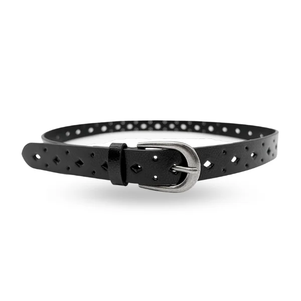 premium leather waist belt with bold design -WALLAROO - Women's Black Genuine Leather Belt with Brushed Silver Buckle