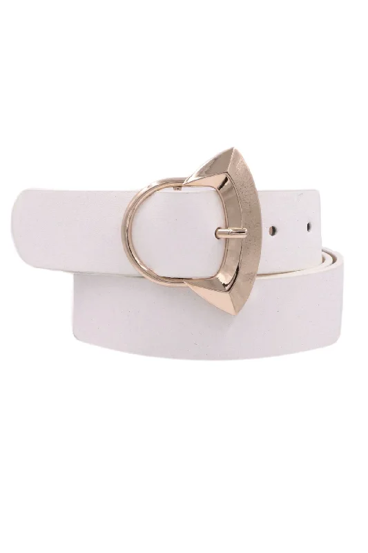 adjustable leather belt for casual skirts -White Faux Leather Belt