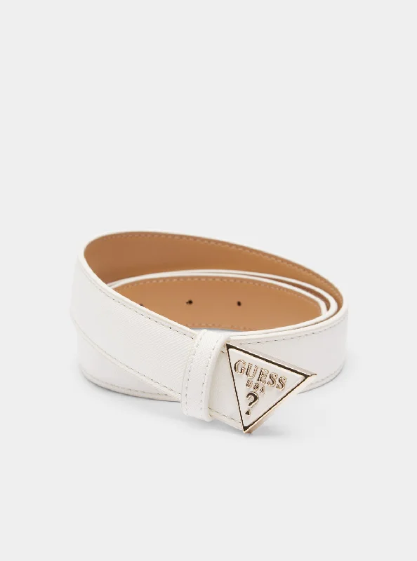 belt with subtle details for office trousers -White Triangle Logo Belt