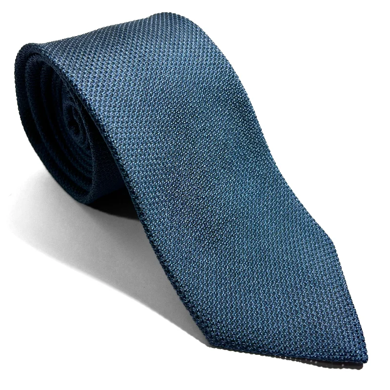 vibrant silk necktie colors for weddings-Avion Blue Silk Grenadine Tie (Garza Fina)