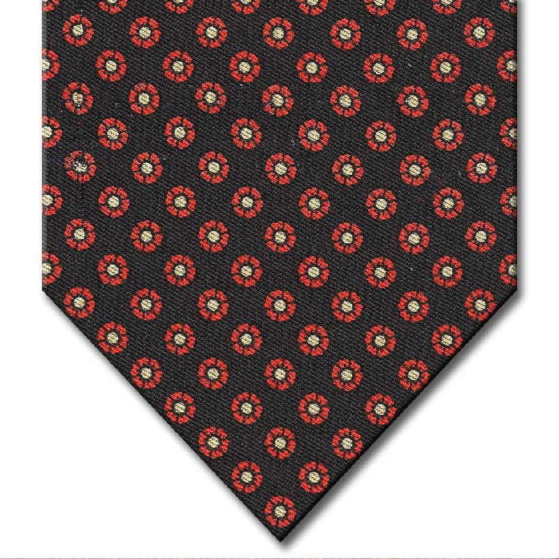 trendy silk wedding necktie ideas-Black with Red Floral Pattern Tie