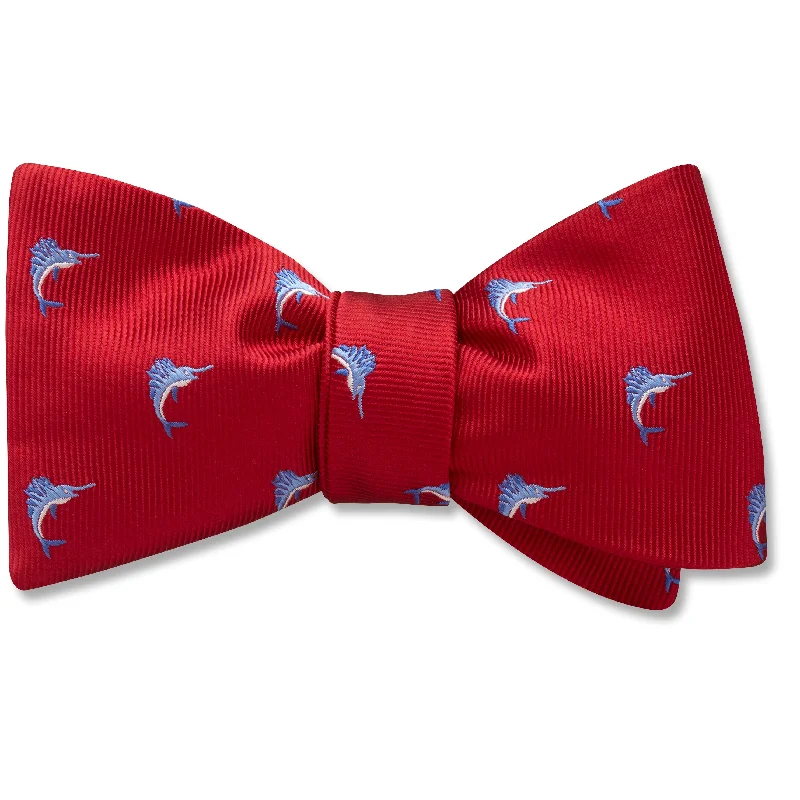 premium silk necktie colors for office wear-Blue Marlin Red - bow ties