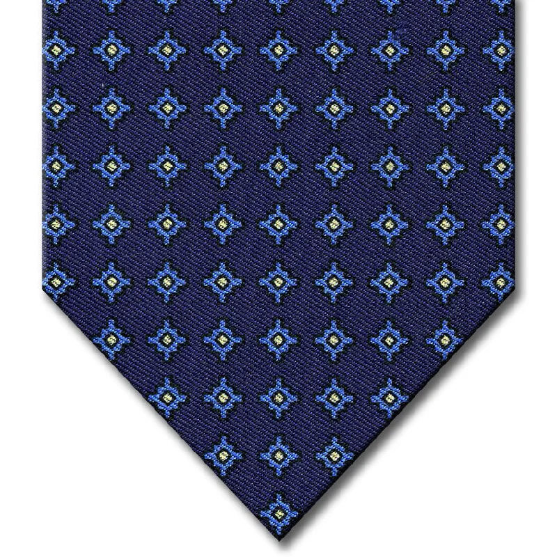 luxurious wedding silk necktie options for men-Blue with Medium Blue Geometric Pattern Tie