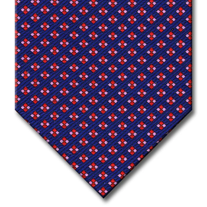 affordable silk bow tie sets for wedding parties-Blue with Red and Pink Dot Pattern Tie