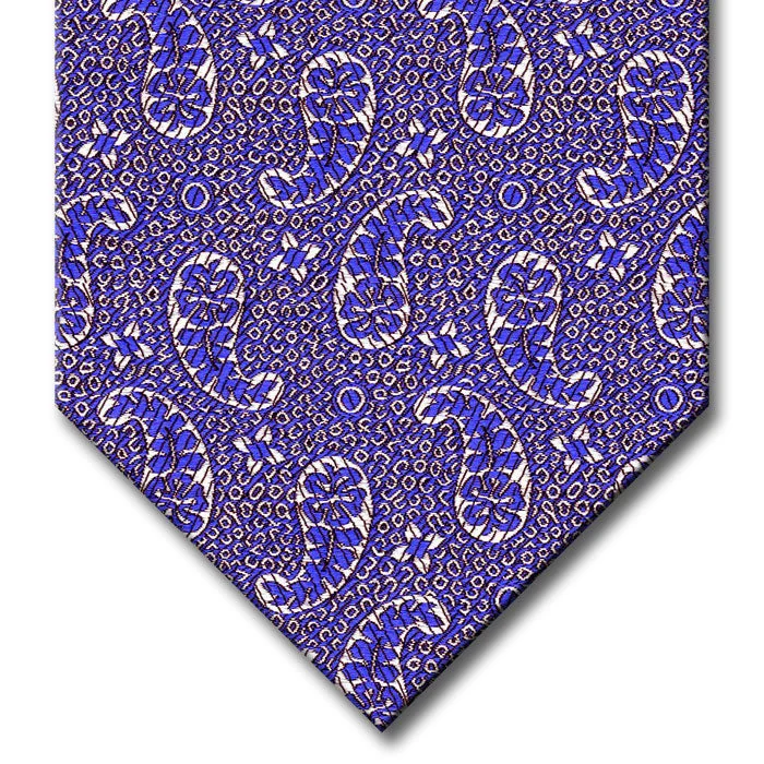 affordable silk bow tie sets for wedding parties-Blue with Silver Paisley Pattern Custom Tie