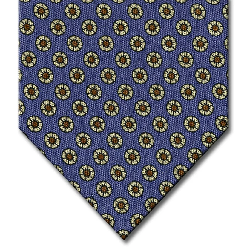 stylish silk necktie packs for office meetings-Blue with Tan Floral Pattern Tie