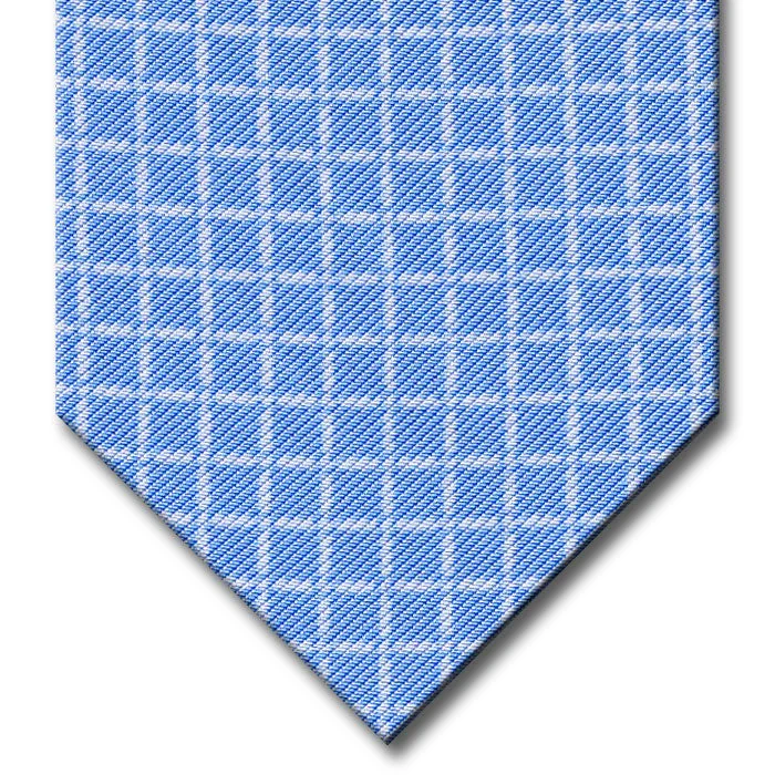 luxury silk wedding necktie designs for men-Blue with White Check Tie