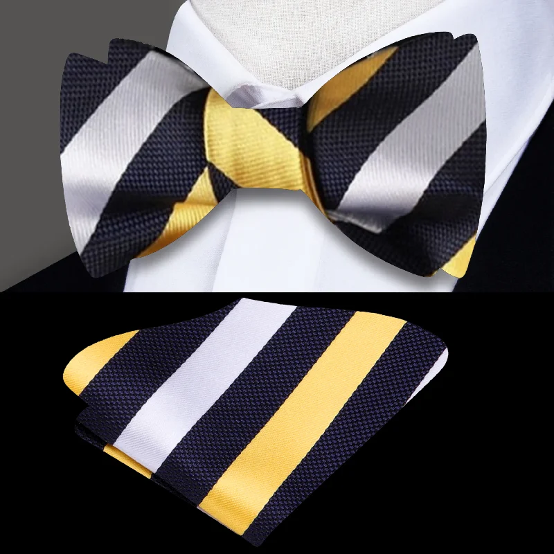 premium silk necktie patterns for wedding events-Stutter Step Stripe Bow Tie