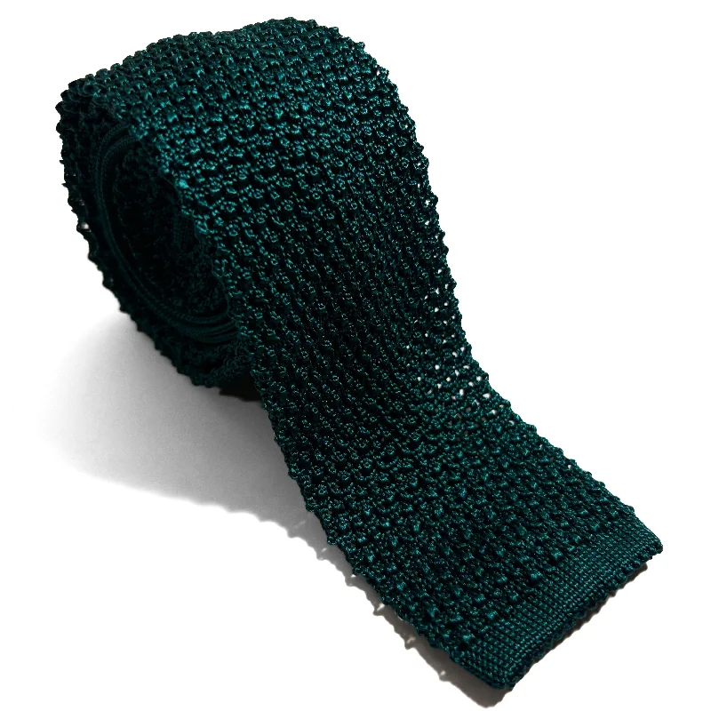 premium silk necktie combinations for office wear-Bottle Green Silk Knitted Tie