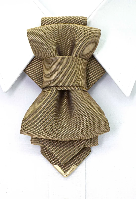 classic wedding silk necktie patterns-BOW TIE "BRASS ORIGAMI"