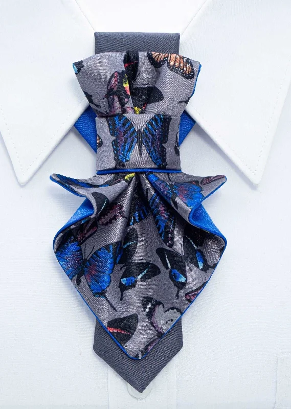 classic silk wedding necktie sets-BOW TIE BUTTERFLY JABOT