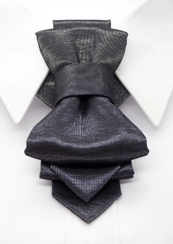 elegant silk wedding tie combinations for men-BOW TIE "SILVER ORIGAMI"