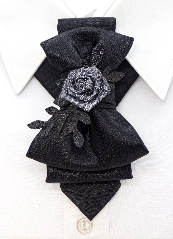 designer silk necktie sets for weddings-BOW TIE "SILVER ROSE"