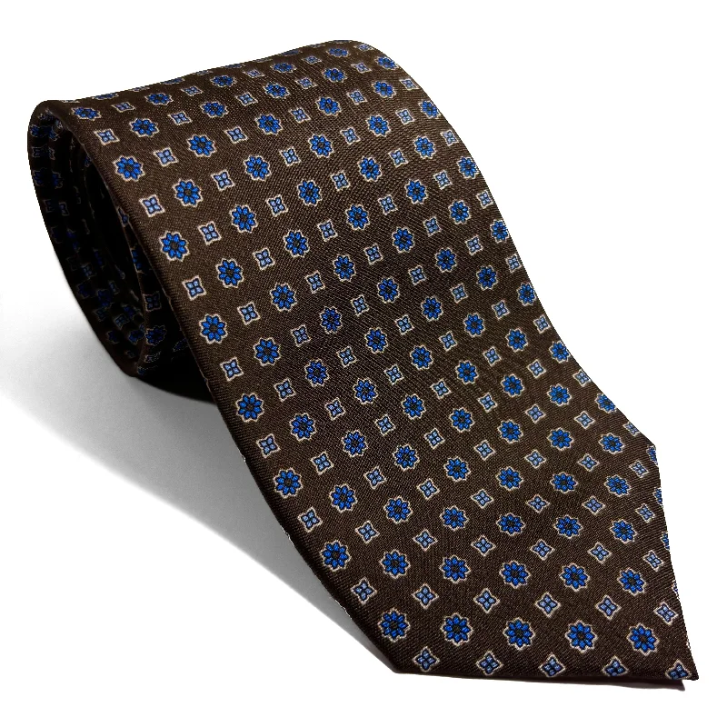 business silk necktie options for weddings-Brown Floral Silk Tie