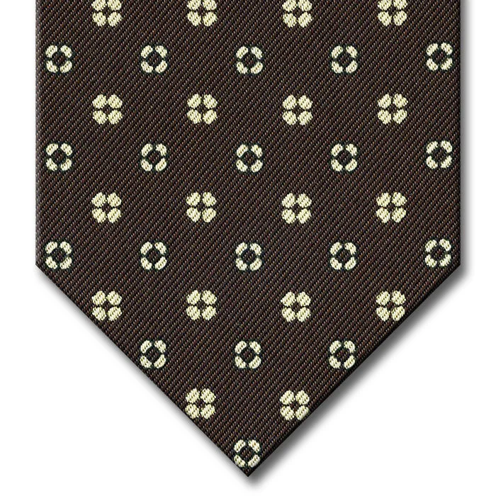 luxury silk necktie colors for weddings-Brown with Tan Floral Pattern Tie