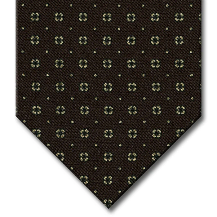 trendy office silk necktie designs-Brown with Tan Floral Pattern Tie