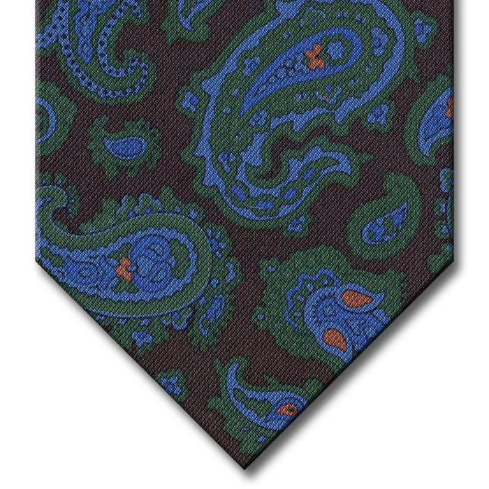 silk bow tie options for office wear-Burgundy, Green and Blue Paisley Tie