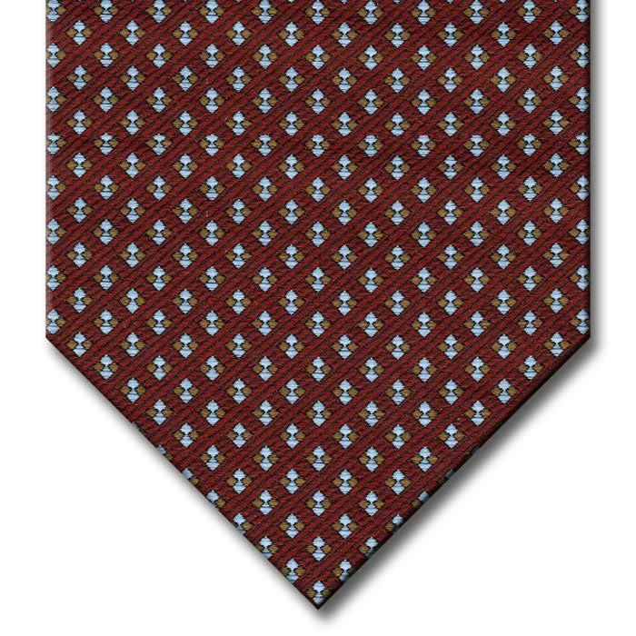 slim silk necktie sets for business wear-Burgundy with Brown and Gray Dot Pattern Tie