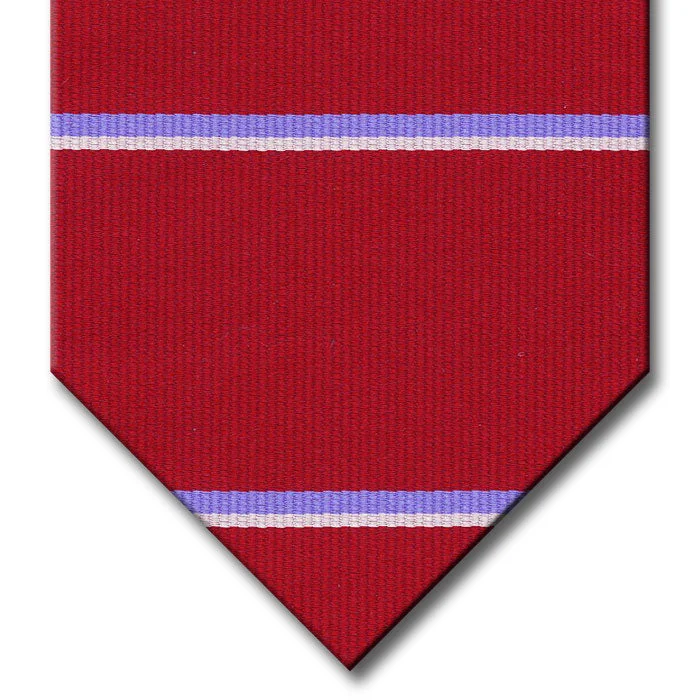 classic silk necktie colors for wedding events-Burgundy with Light Blue and Silver Stripe Tie