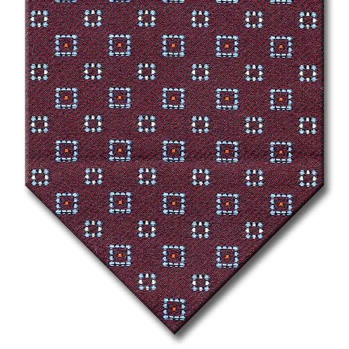 affordable silk necktie sets for wedding parties-Burgundy with Light Blue, Red and Silver Geometric Pattern Custom Tie