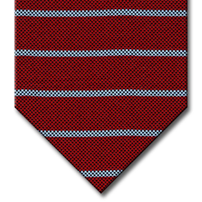 luxury silk necktie combinations for office wear-Burgundy with Light Blue Stripe Tie