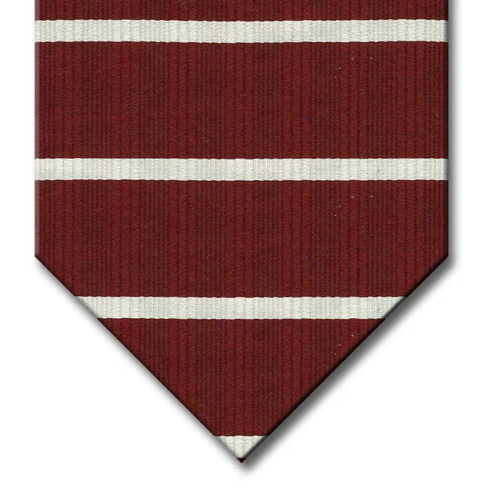 premium office silk necktie designs-Burgundy with Silver Stripe Tie