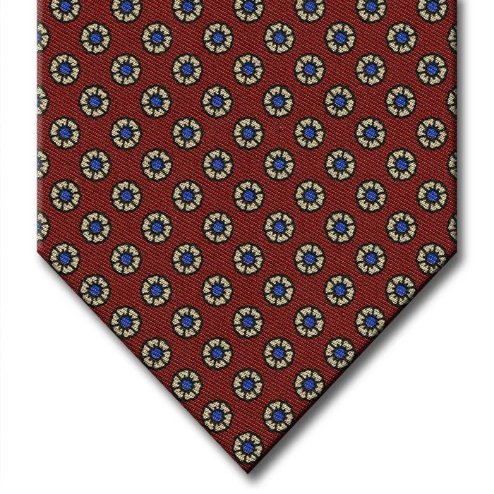 vibrant silk necktie options for formal events-Burgundy with Tan Floral Pattern Tie