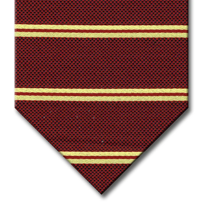 modern silk necktie styles for formal events-Burgundy with Yellow Stripe Tie