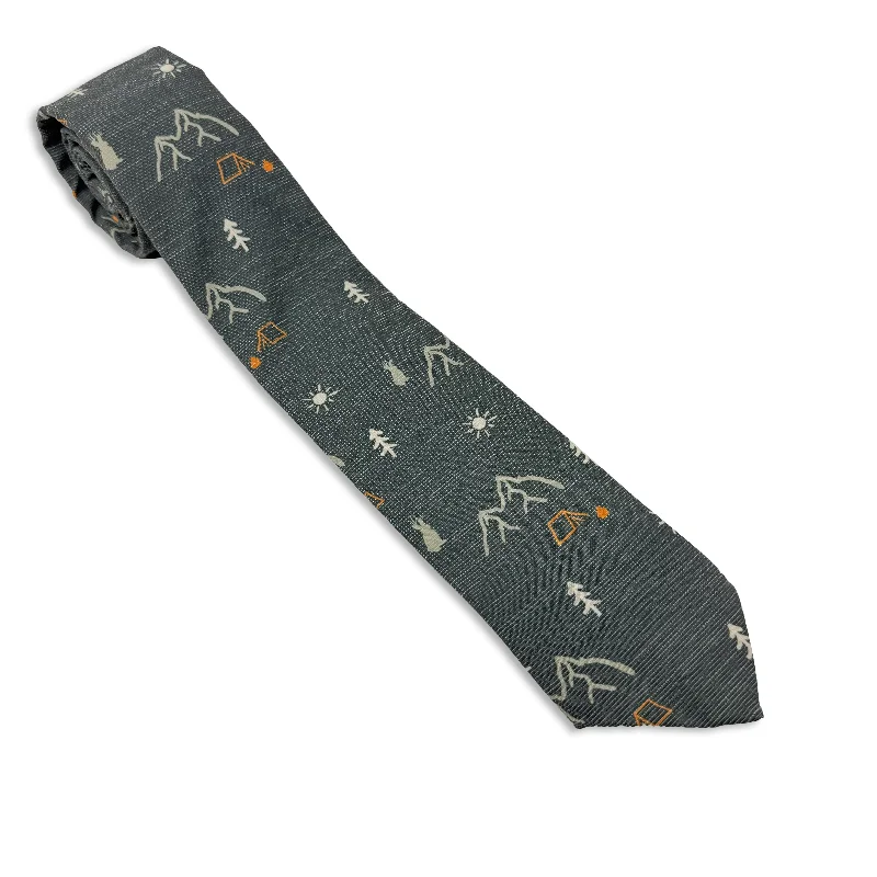 designer silk wedding necktie packs-Camping Jackalope (charcoal)