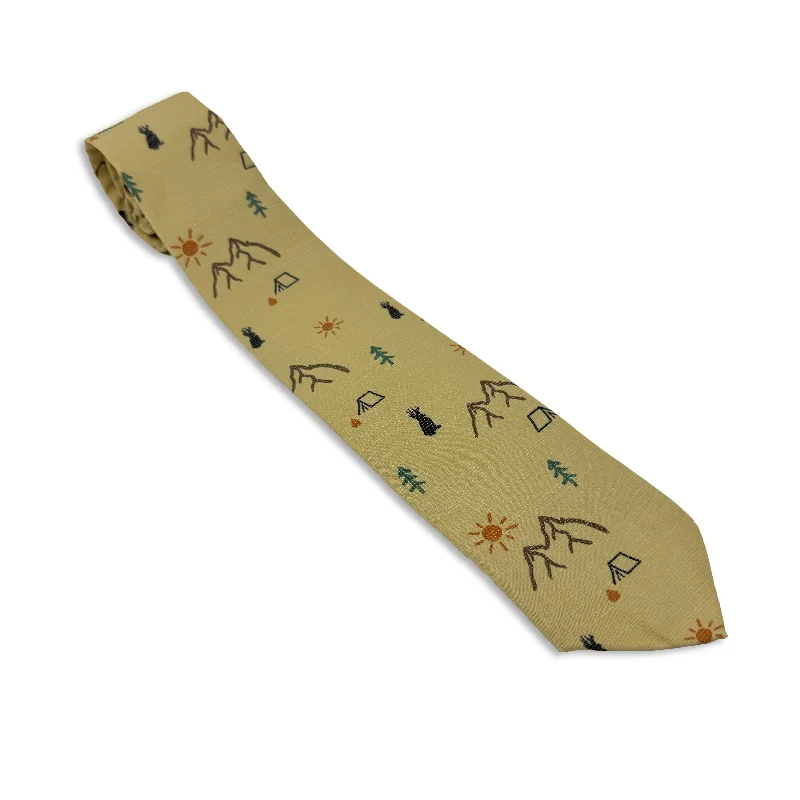 trendy silk necktie options for office meetings-Camping Jackalope (sand)