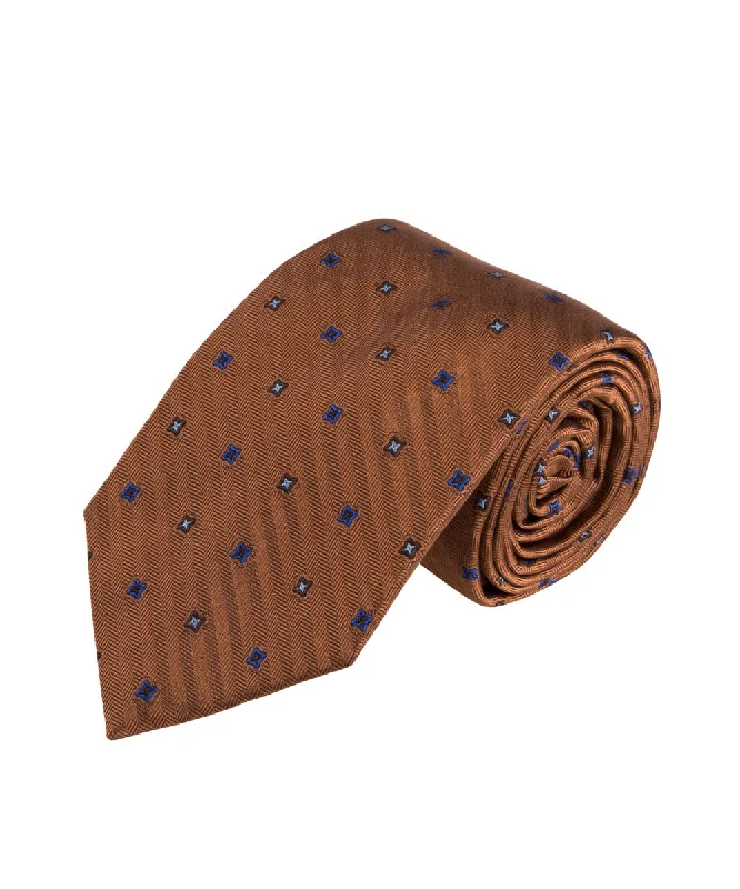 best silk necktie designs for weddings-Caramel Herringbone Neat Tie (Long)