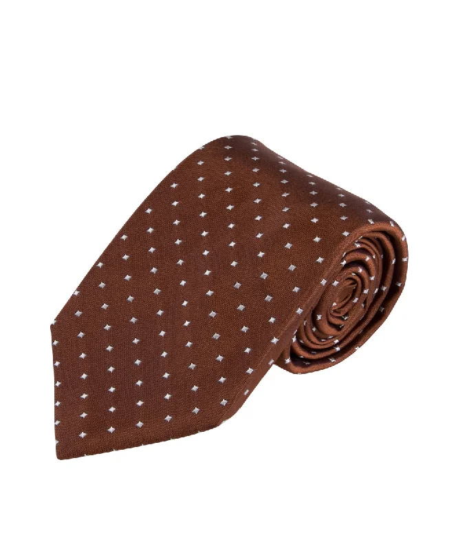 stylish wedding necktie combinations-Caramel Micro Sqaures Tie (Long)