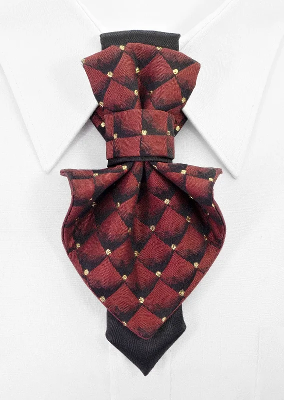 affordable silk necktie designs for weddings-ELEGANT WOMEN' BOW TIE "BURGUNDY DIAMOND II"