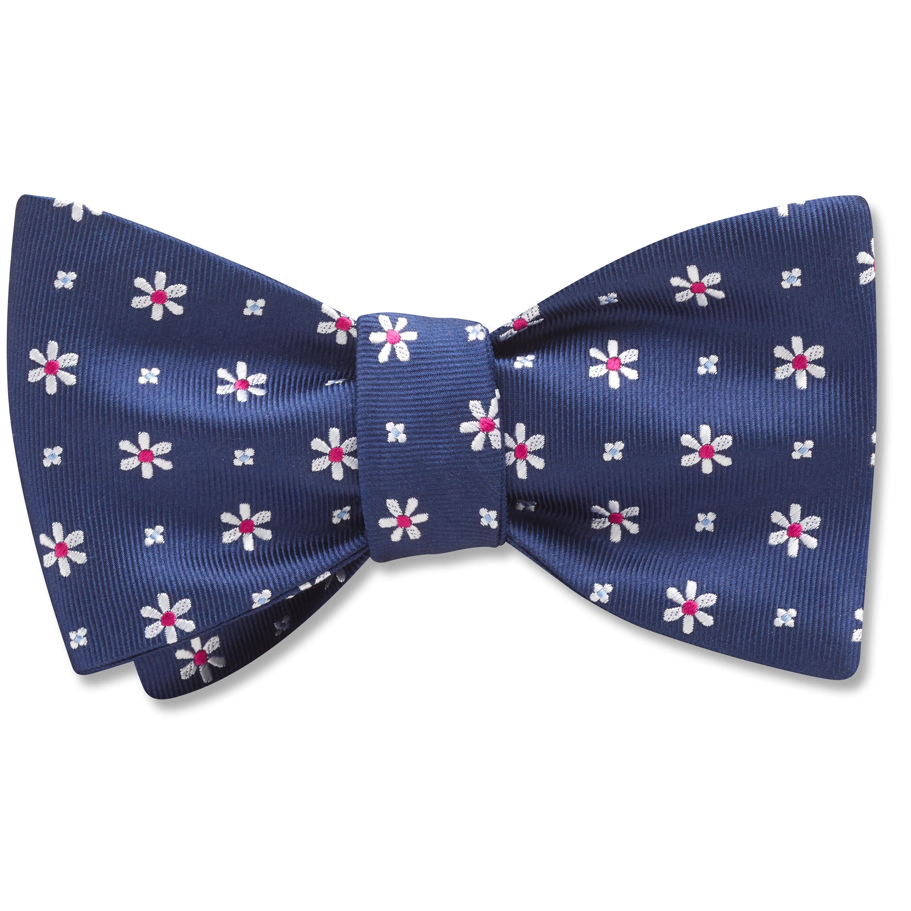 premium silk necktie packs for weddings-Daisy Springs Navy - bow ties