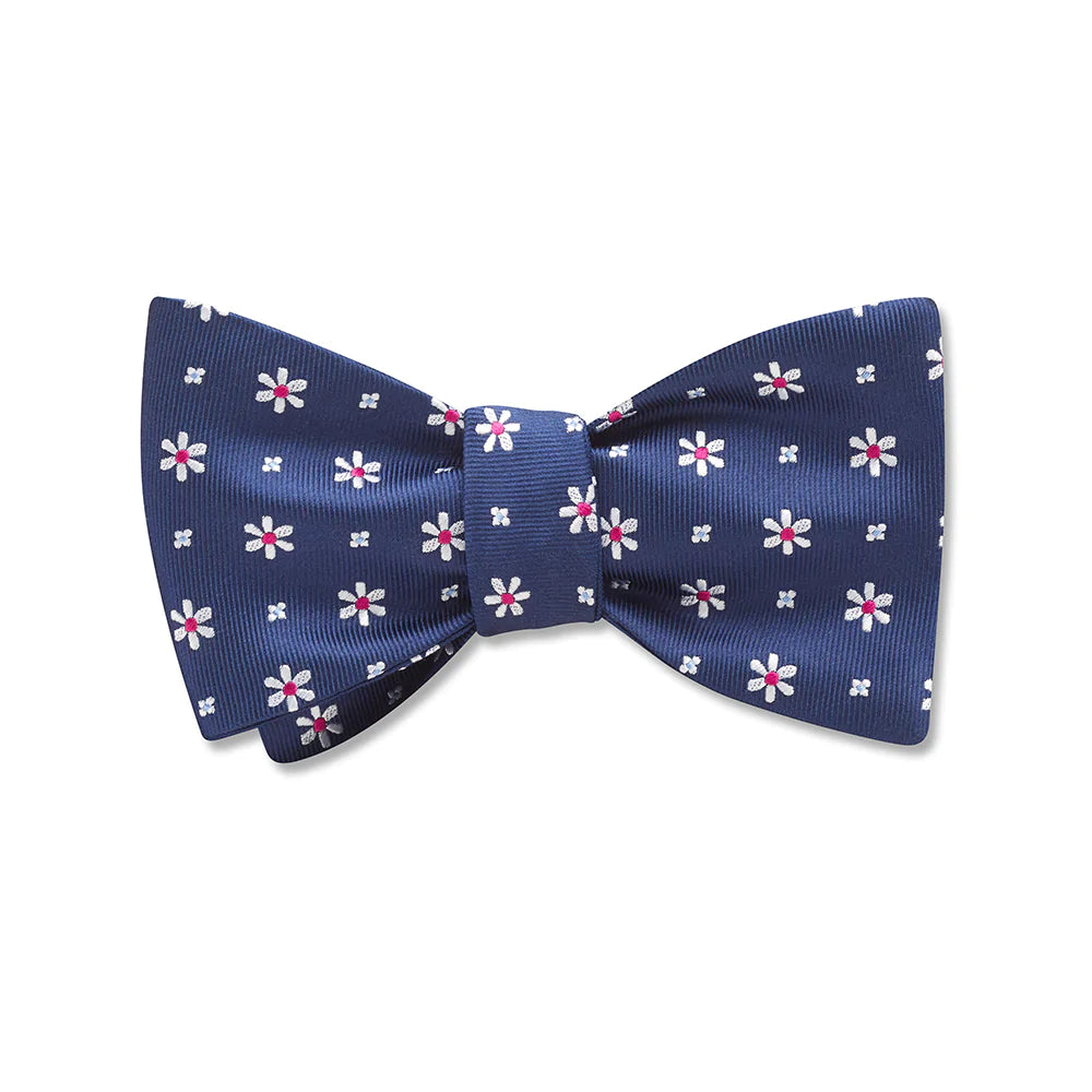 affordable wedding silk necktie combinations-Daisy Springs Navy - Kids' Bow Ties