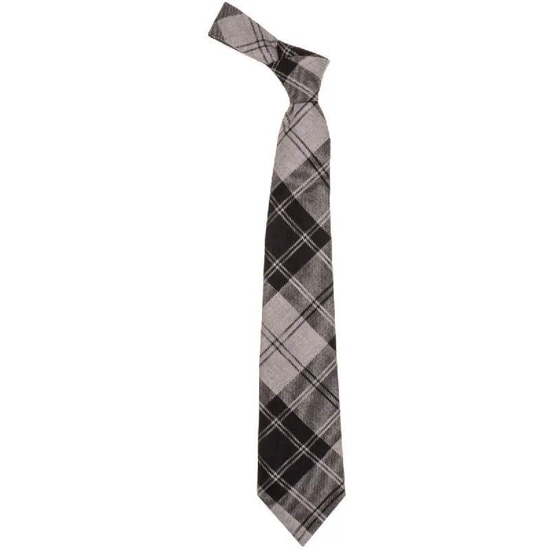 high-end wedding silk necktie sets for men-Douglas Grey Modern Tartan Tie