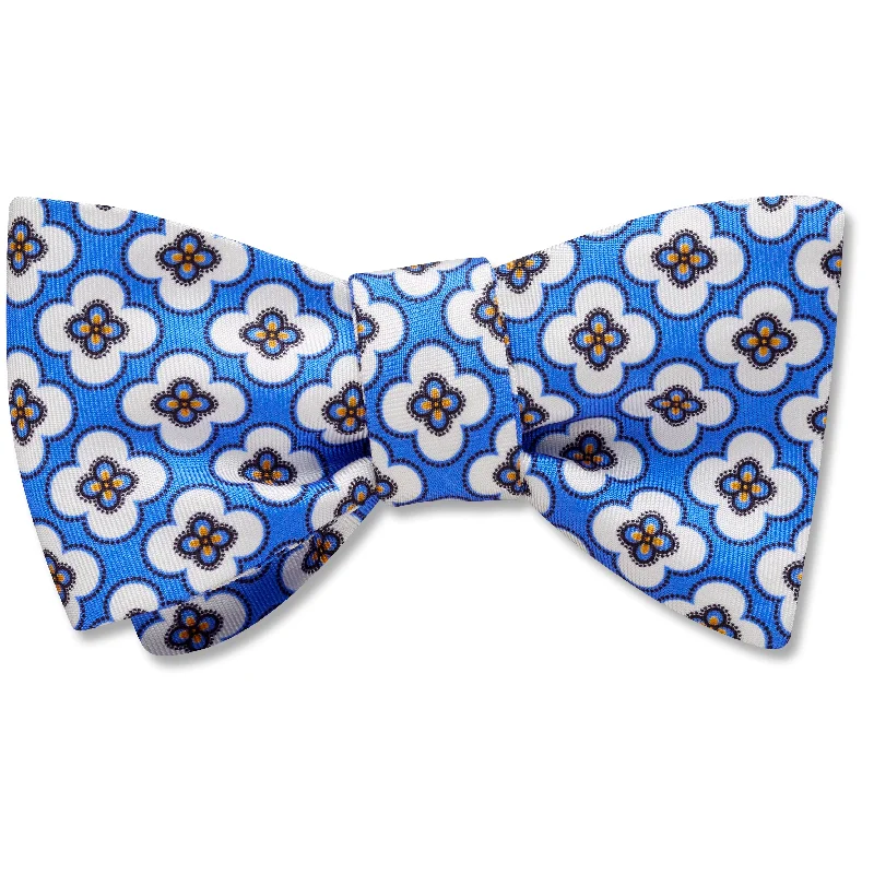 unique office silk necktie colors for men-Floretta Blue - bow ties