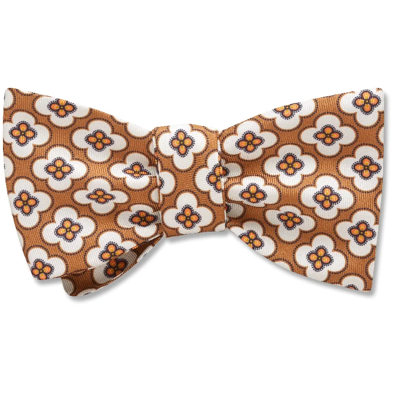 slim silk necktie styles for office wear-Floretta Gold - bow ties