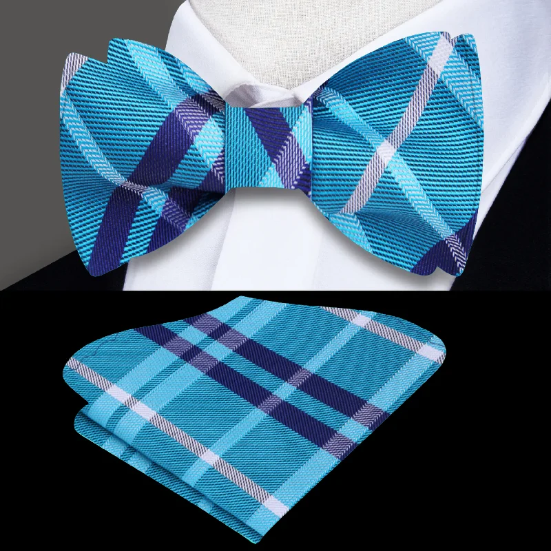 vibrant silk wedding necktie designs for men-Giza Plaid Self-Tie Bow Tie