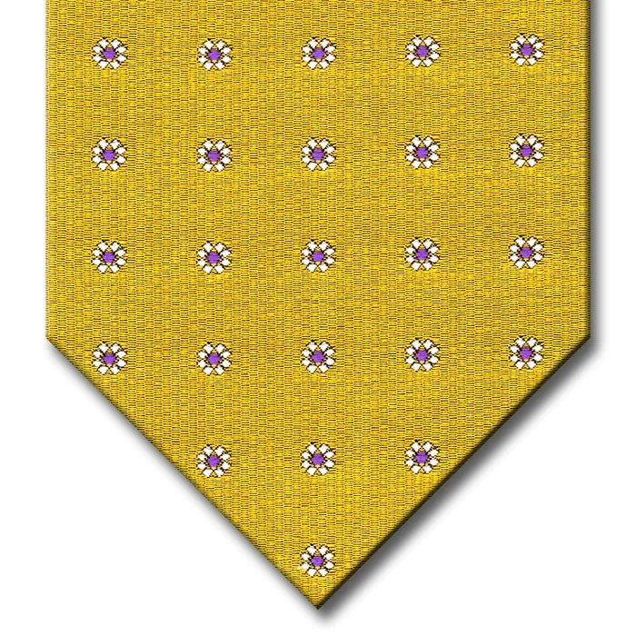 elegant office silk necktie designs for men-Gold with Purple and Silver Floral Pattern Tie