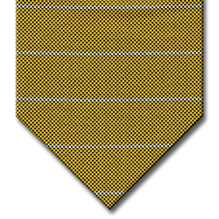 stylish business silk necktie combinations-Gold with Silver Stripe Tie