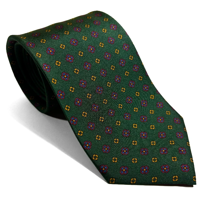 luxury silk wedding tie options-Green Floral Silk Tie