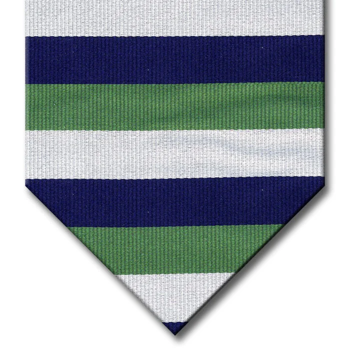 stylish silk necktie designs for office meetings-Green, Navy and Silver Stripe Tie