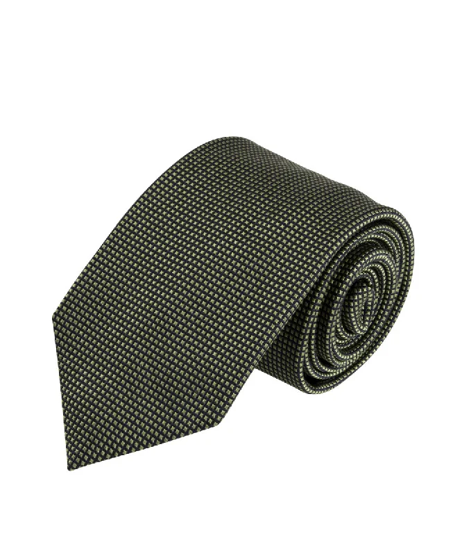 affordable business silk necktie sets-Green Textured Solid Tie