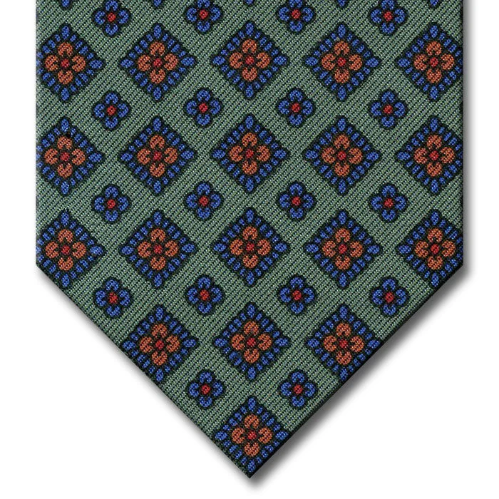 business silk bow tie options for formal events-Green with Blue and Orange Floral Pattern Tie