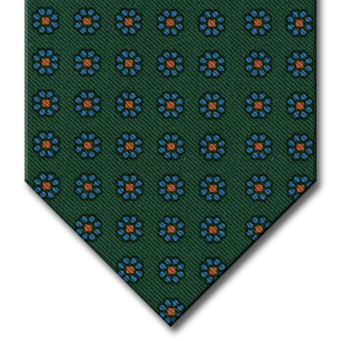 unique office silk necktie colors for men-Green with Light Blue Floral Pattern Tie