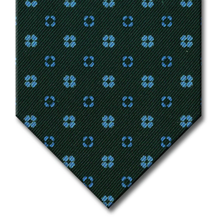 business silk bow tie options for formal events-Green with Medium Blue Floral Pattern Tie