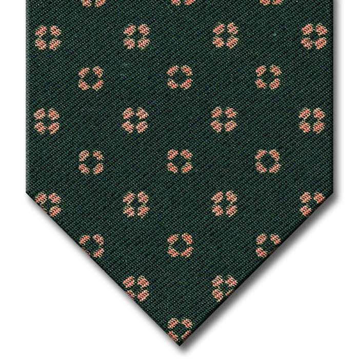 best silk wedding necktie options for men-Green with Orange Floral Pattern Tie