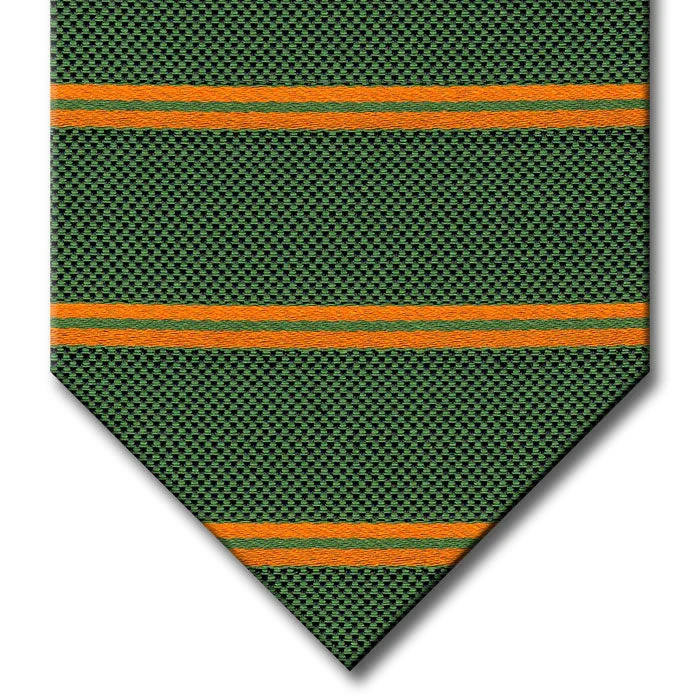 stylish silk necktie colors for business wear-Green with Orange Stripe Custom Tie