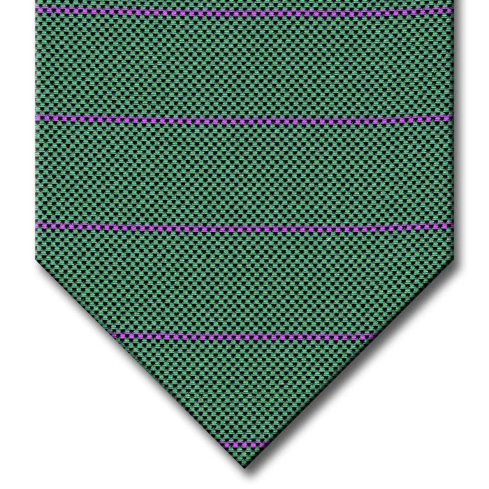 high-end silk necktie sets for office meetings-Green with Purple Stripe Tie